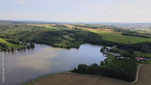 Aerial view of the Lipovina reservoir in the village of Batovce in Slovakia photo