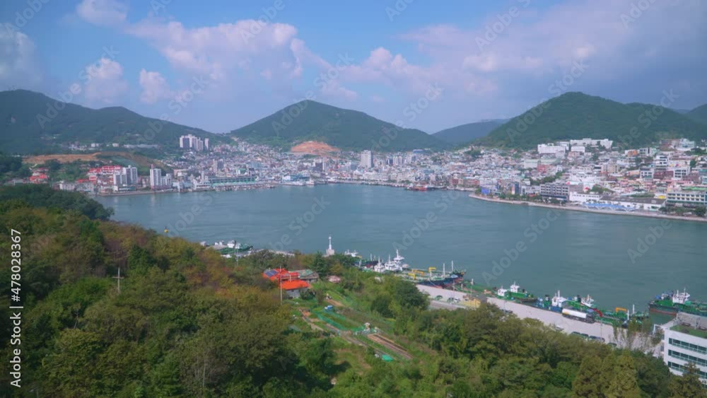 Aerial view from cable car, Yeosu, South Korea Aerial view from cable car, Yeosu, South Korea