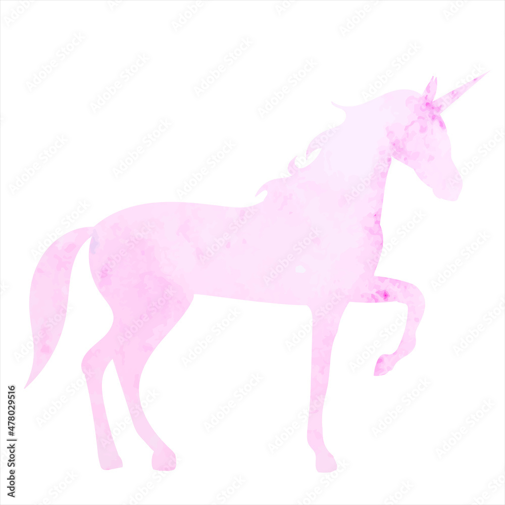 Obraz premium unicorn pink watercolor silhouette isolated