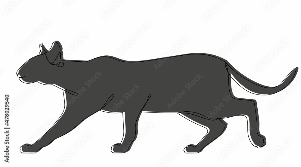 sketch black cat, vector, isolated