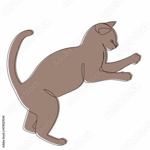 sketch brown cat  vector  isolated