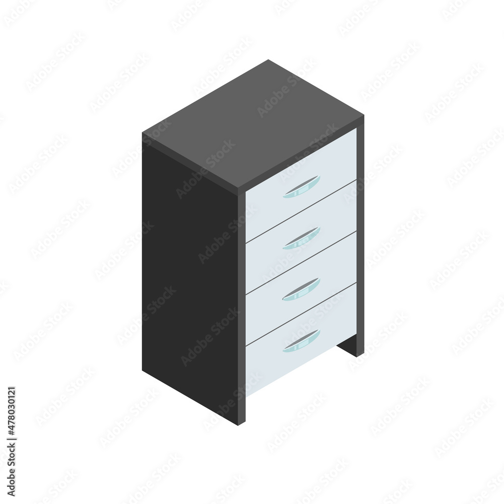 Wooden file cabinet isometric flat illustration Wooden file cabinet isometric flat illustration