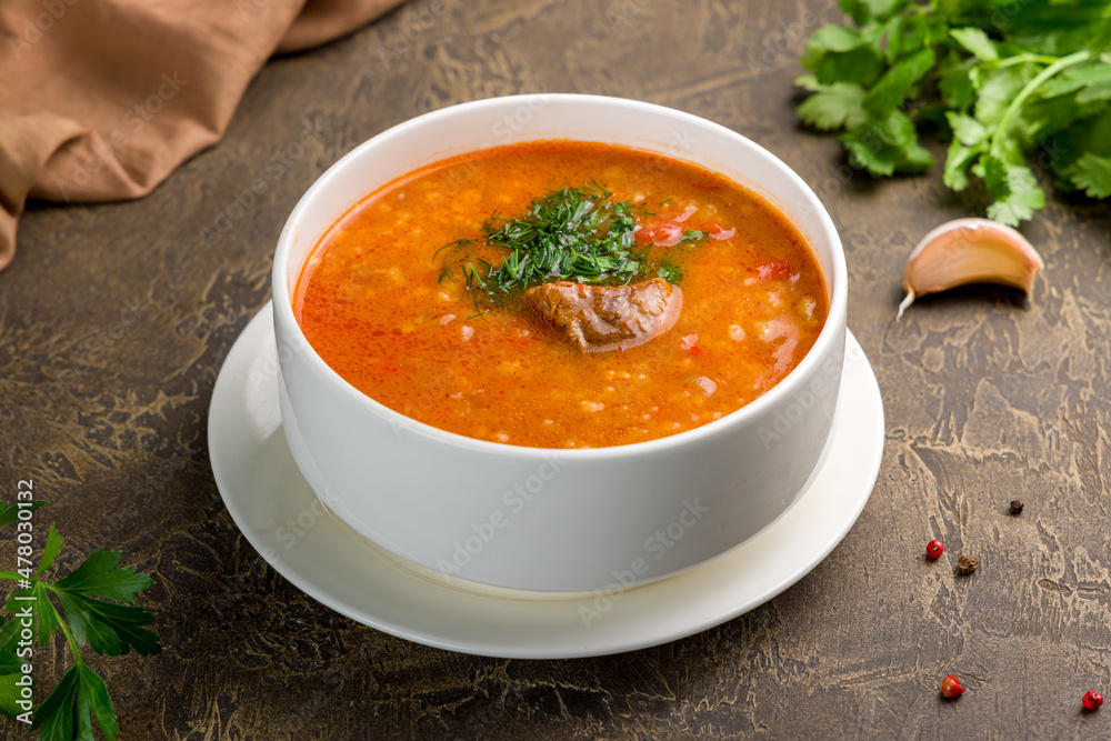 mastava Uzbek cuisine, soup with beef and rice mastava Uzbek cuisine, soup with beef and rice