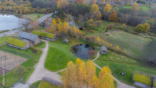 Fototapeta Naklejka Na Ścianę i Meble -  Stunning autumn nature from drone. No people