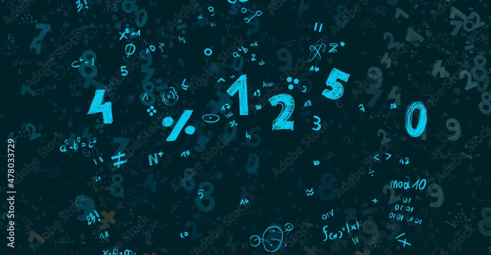 Numbers hand drawing with math symbols on colorful background. Numbers hand drawing with math symbols on colorful background.