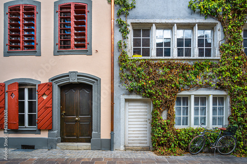 Facade of old houses in the city of Aarau