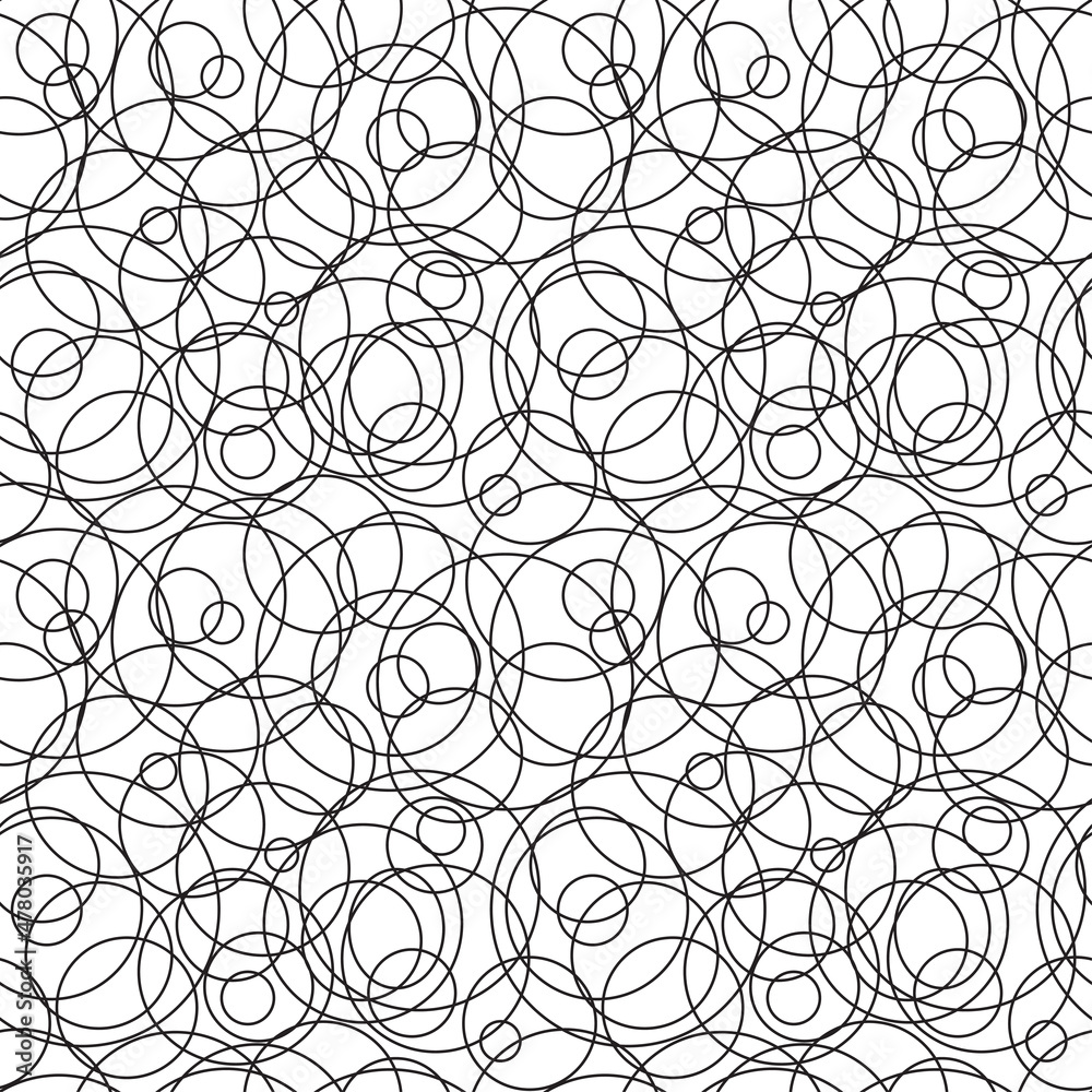 Abstract hand drawn seamless pattern, black and white messy round lines texture. Abstract hand drawn seamless pattern, black and white messy round lines texture.