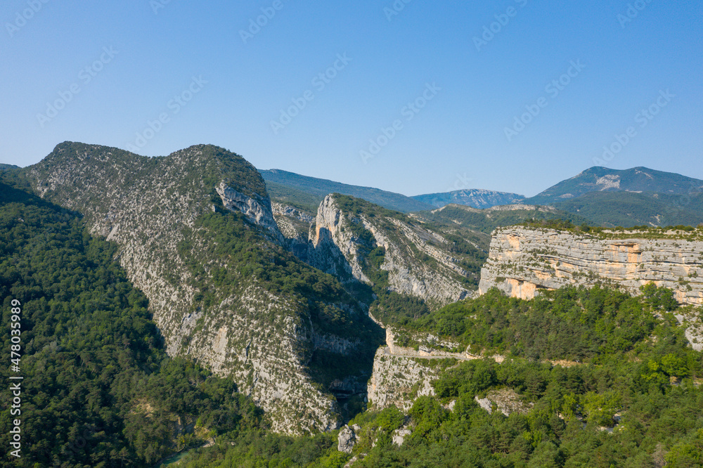 Naklejka premium The peaks of the Gorges du Verdon in Europe, France, Provence Alpes Cote dAzur, Var, in summer, on a sunny day.