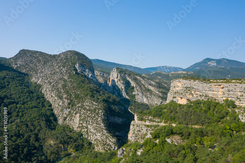 The peaks of the Gorges du Verdon in Europe, France, Provence Alpes Cote dAzur, Var, in summer, on a sunny day.