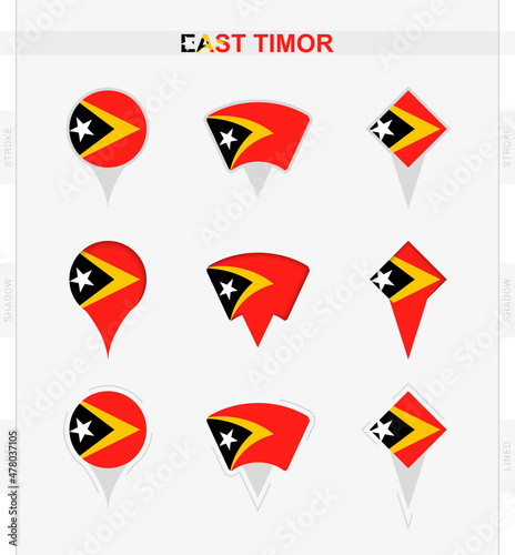 East Timor flag, set of location pin icons of East Timor flag. Free Download East Timor flag, set of location pin icons of East Timor flag. - GFXLoad