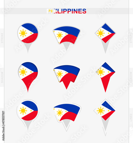 Philippines flag, set of location pin icons of Philippines flag. Free Download Philippines flag, set of location pin icons of Philippines flag. - GFXLoad
