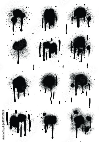 Spray Paint Abstract Vector Elements isolated on White Background.   Lines and Drips Set. Street style. 