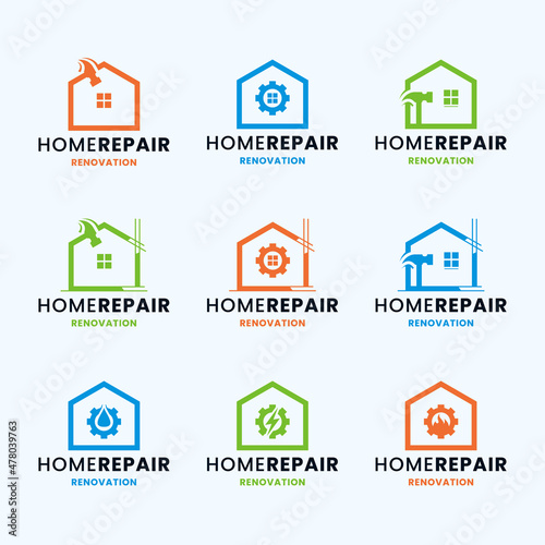 repair house logo icon. construction house logo collections