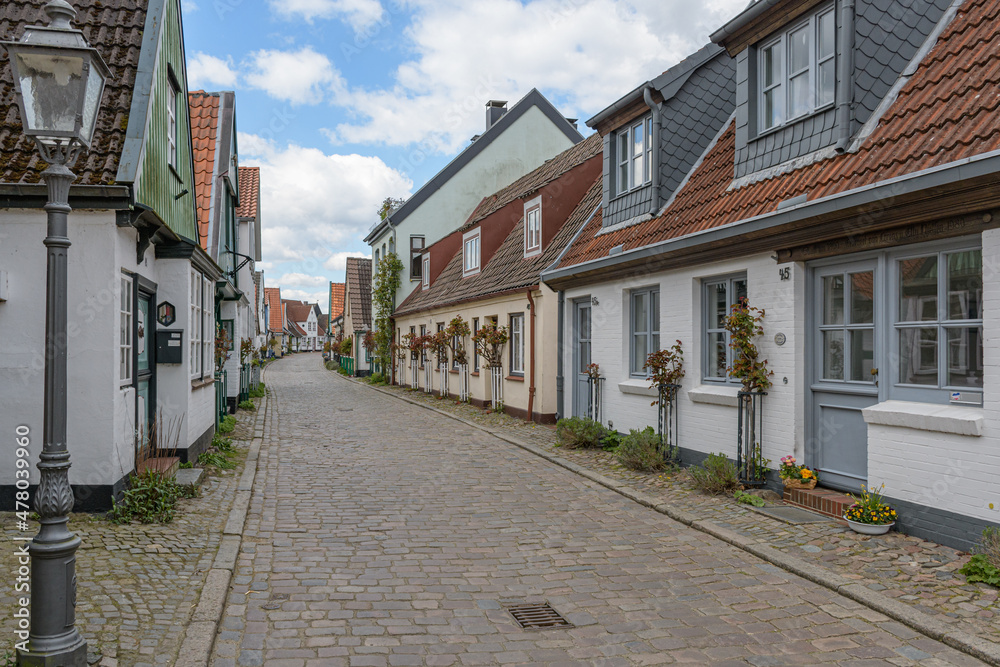Straße in der Fischersiedlung Holm in Schleswig