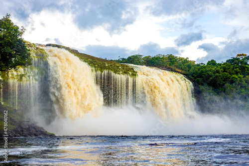 Scenic waterfalls from Carrao river in Canaima national Park Venezuela