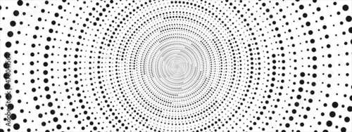  Abstract halftone background of dots. Vector design of circles in a spiral, hypnosis. The pattern of a cosmic funnel, a maze. Stars. Poster for social networks, medicine, websites, business.
