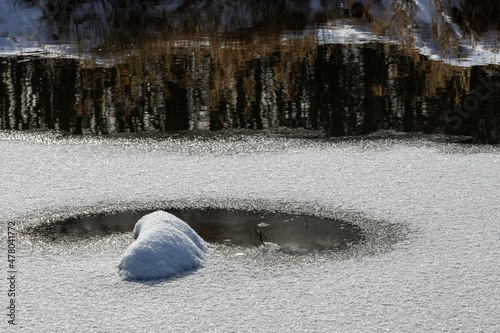 Winter river Poplar Creek, Elgin, IL Usa