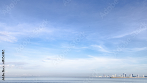 Panorama big city with skyscape and the sea . Background for pattaya city skyscape in thailand