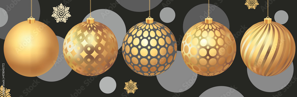 Obraz premium Black And Golden Modern Minimal Christmas Decoration. New Year Concept- 3D Illustration. Modern Minimal Christmas Decoration. New Year Concept 3D Illustration