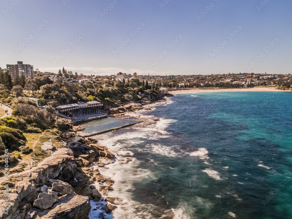 Long Exposure Drone Shot of Wylie's Baths Coogee Sydney Australia