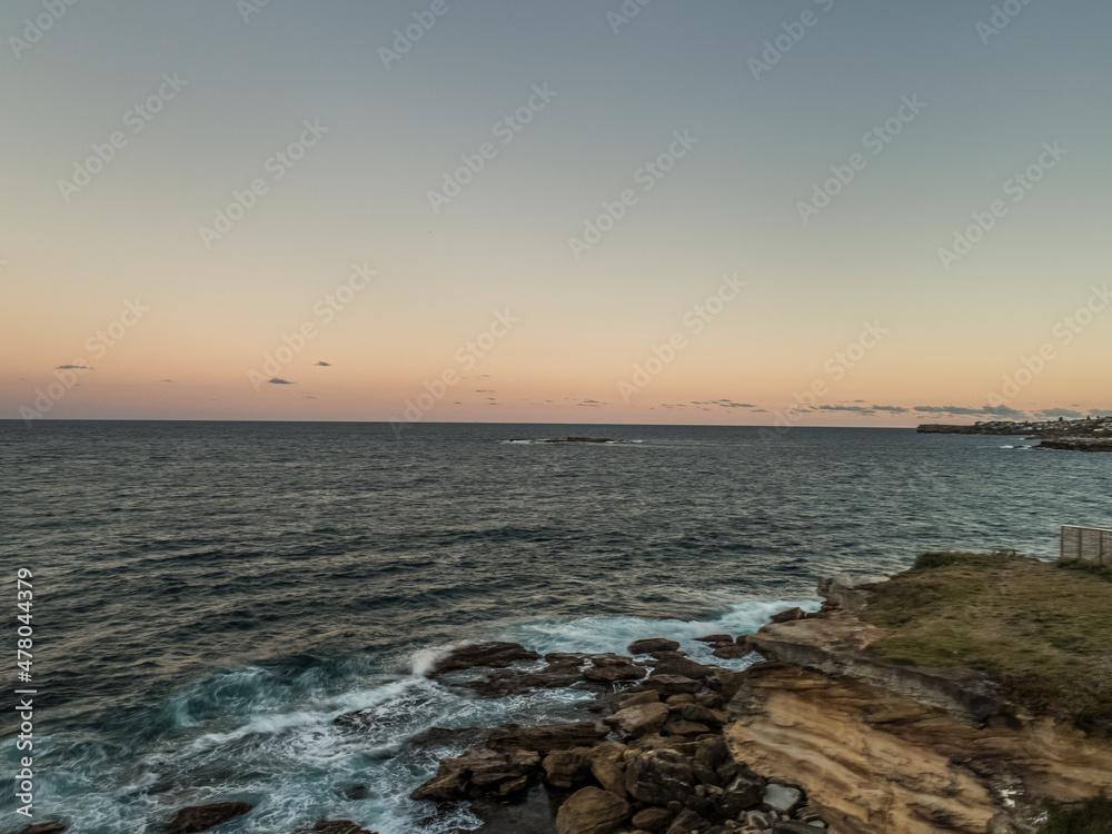 Drone Shot of Coogee Beach Horizon Sydney Australia