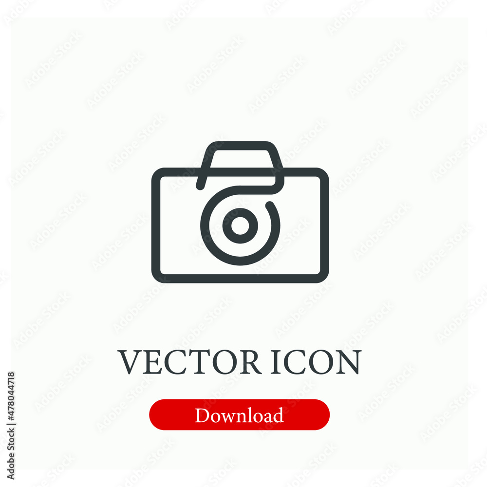 Camera vector icon. Editable stroke. Symbol in Line Art Style for Design, Presentation, Website or Apps Elements, Logo. Pixel vector graphics - Vector Camera vector icon. Editable stroke. Symbol in Line Art Style for Design, Presentation, Website or Apps Elements, Logo. Pixel vector graphics - Vector