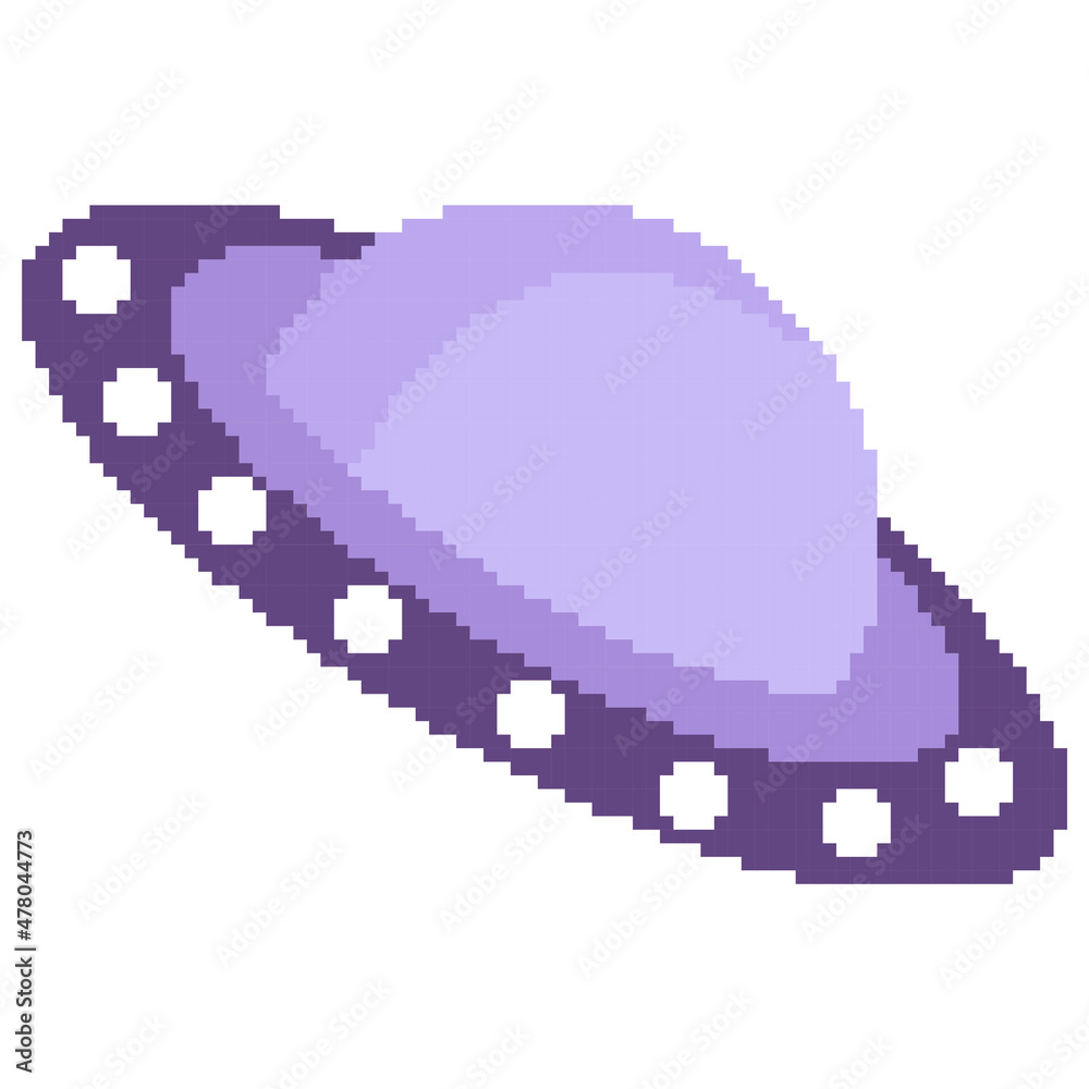 Naklejka premium ufo illustration with pixel theme on white background