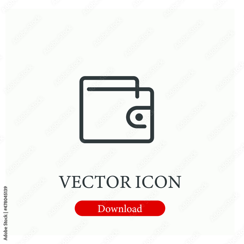 Wallet vector icon. Editable stroke. Symbol in Line Art Style for Design, Presentation, Website or Apps Elements, Logo. Pixel vector graphics - Vector