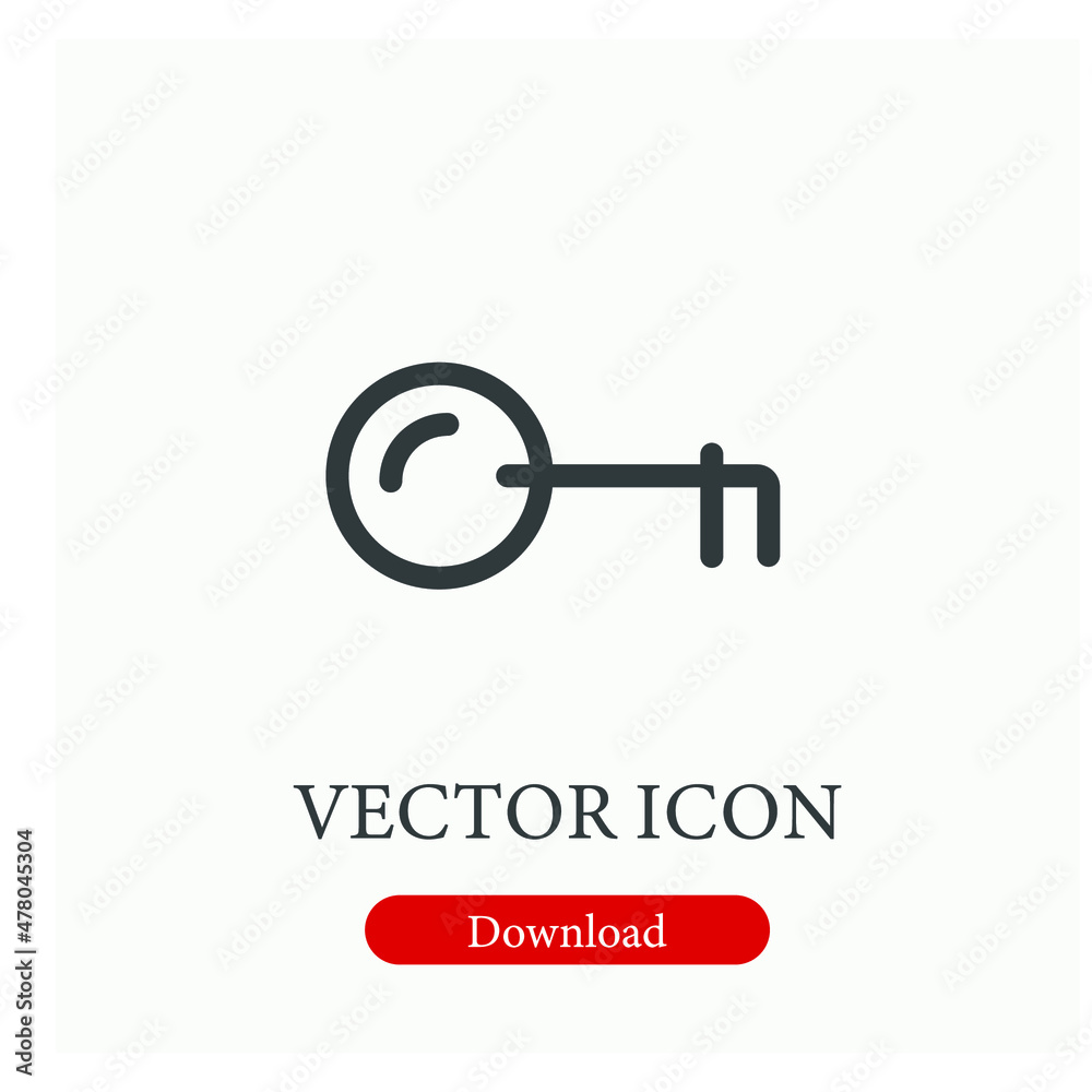 Key vector icon. Editable stroke. Symbol in Line Art Style for Design, Presentation, Website or Apps Elements, Logo. Pixel vector graphics - Vector Key vector icon. Editable stroke. Symbol in Line Art Style for Design, Presentation, Website or Apps Elements, Logo. Pixel vector graphics - Vector