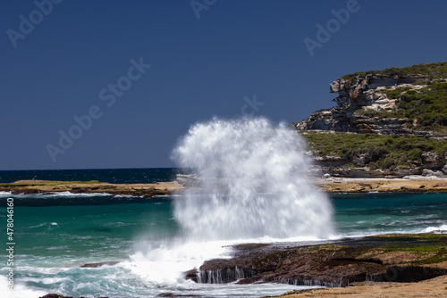 Waves breaking on to rocks, Royal National Park N.S.W. Australia