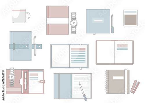 Books and Journals. Set of cute hygge elements