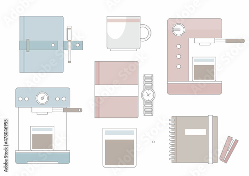 Set of cute hygge elements