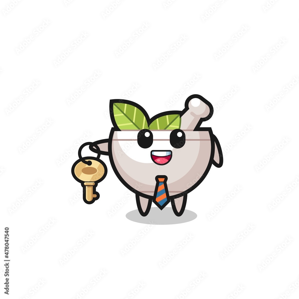 cute herbal bowl as a real estate agent mascot