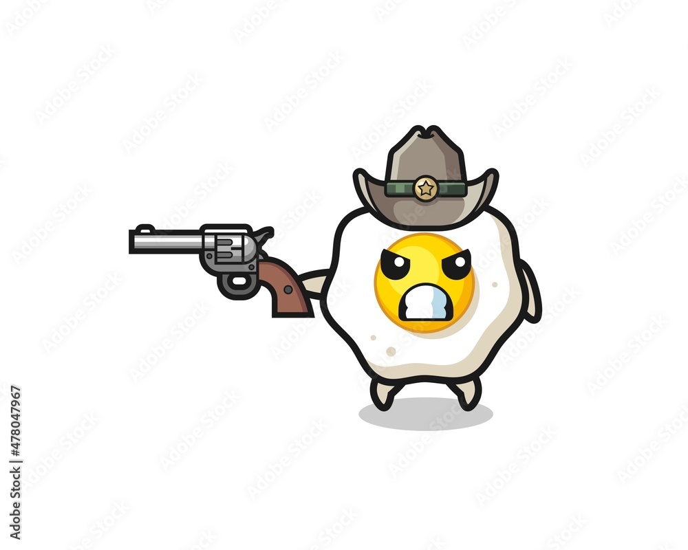 Fototapeta premium the fried egg cowboy shooting with a gun