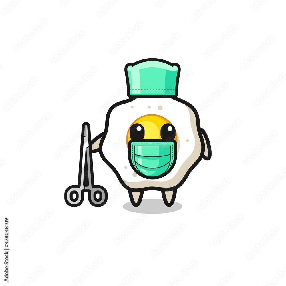 surgeon fried egg mascot character surgeon fried egg mascot character