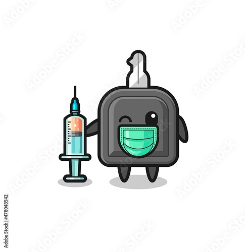 car key mascot as vaccinator