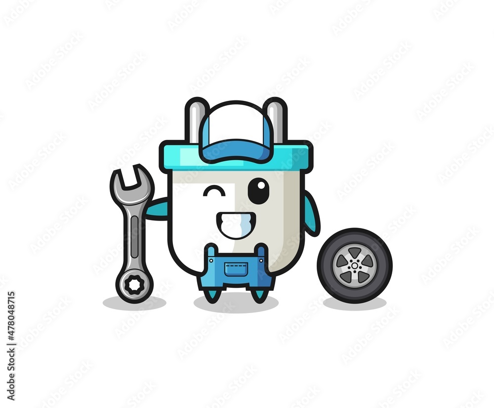 the electric plug character as a mechanic mascot