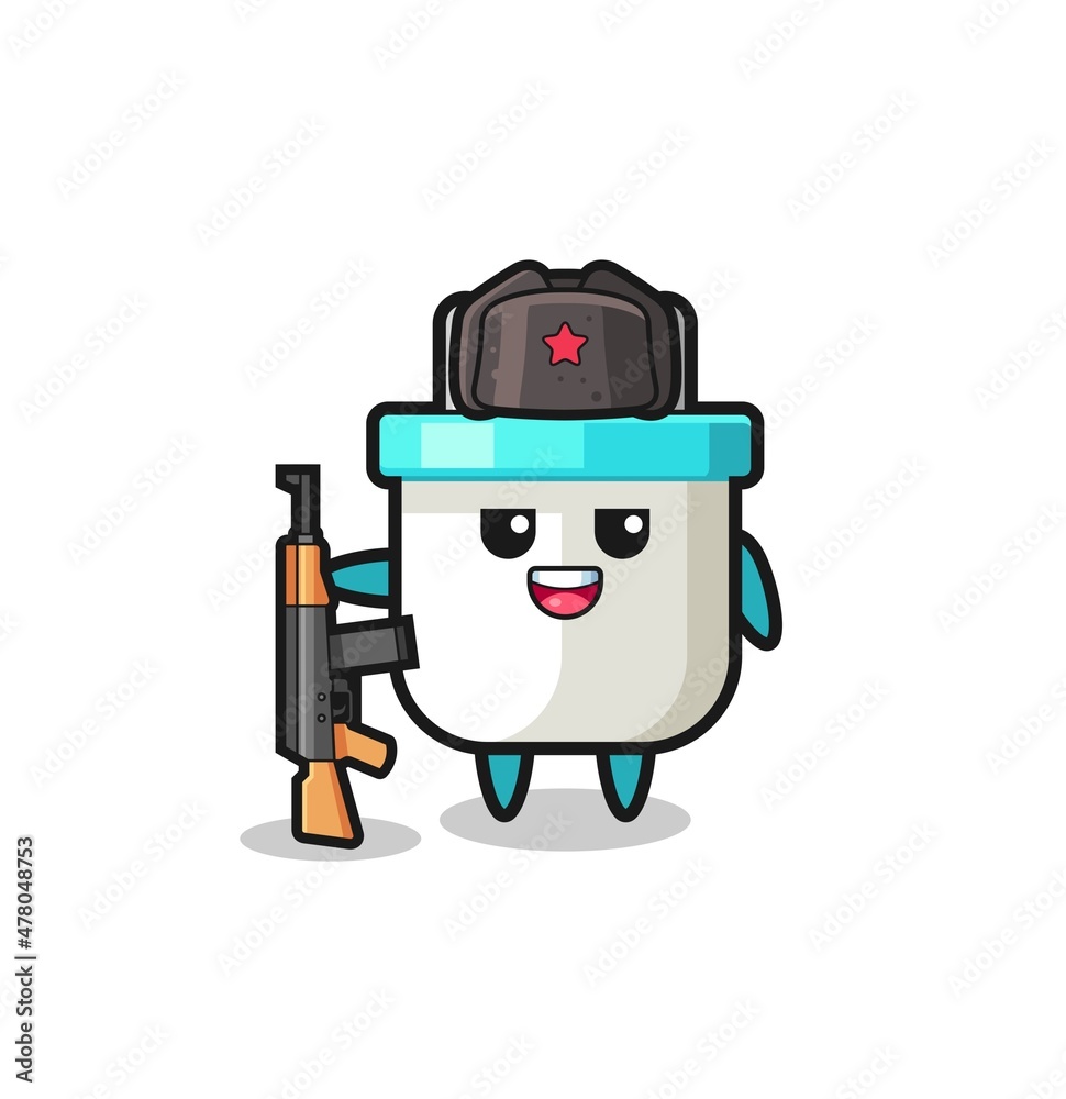 cute electric plug cartoon as Russian army
