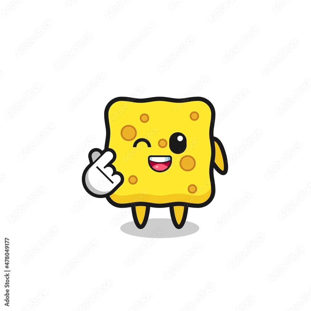 sponge character doing Korean finger heart sponge character doing Korean finger heart