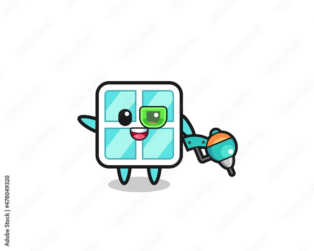 window cartoon as future warrior mascot