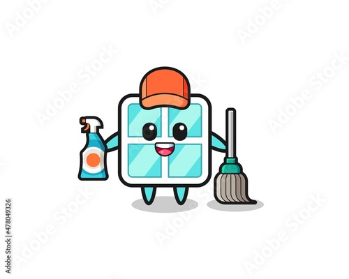 cute window character as cleaning services mascot