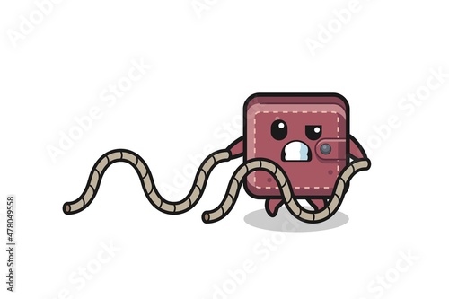 illustration of leather wallet doing battle rope workout