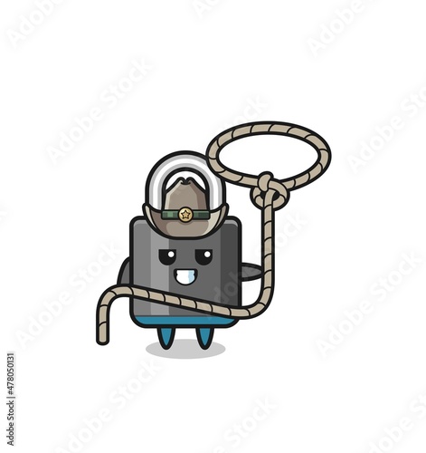 the padlock cowboy with lasso rope