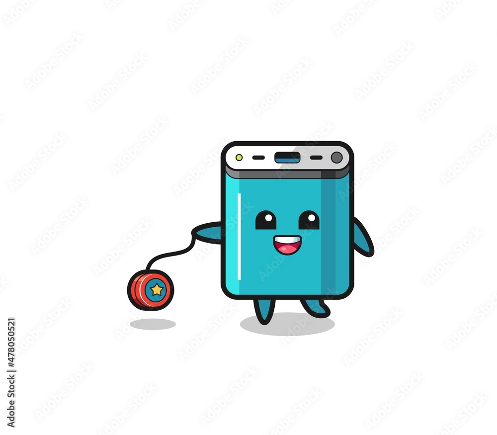 cartoon of cute power bank playing a yoyo cartoon of cute power bank playing a yoyo