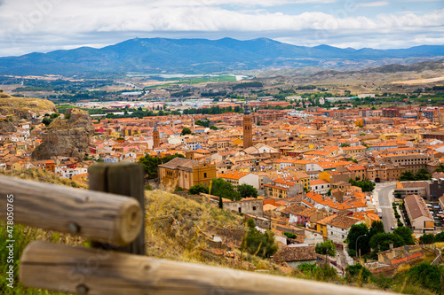 Aerial view on the city Calatayud, Zaragoza, Spain. High quality photo