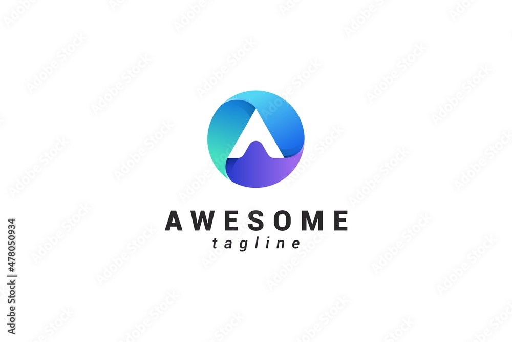 Letter a creative 3d colourful circular logo Letter a creative 3d colourful circular logo