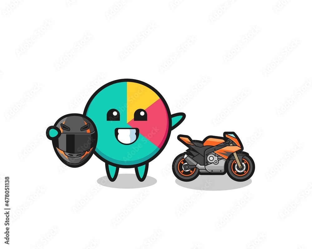 cute chart cartoon as a motorcycle racer