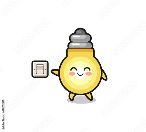 cartoon light bulb is turning off light