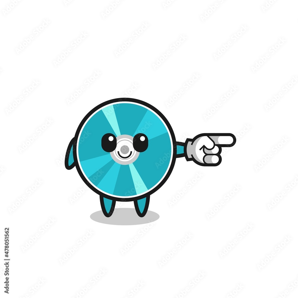 optical disc mascot with pointing right gesture optical disc mascot with pointing right gesture