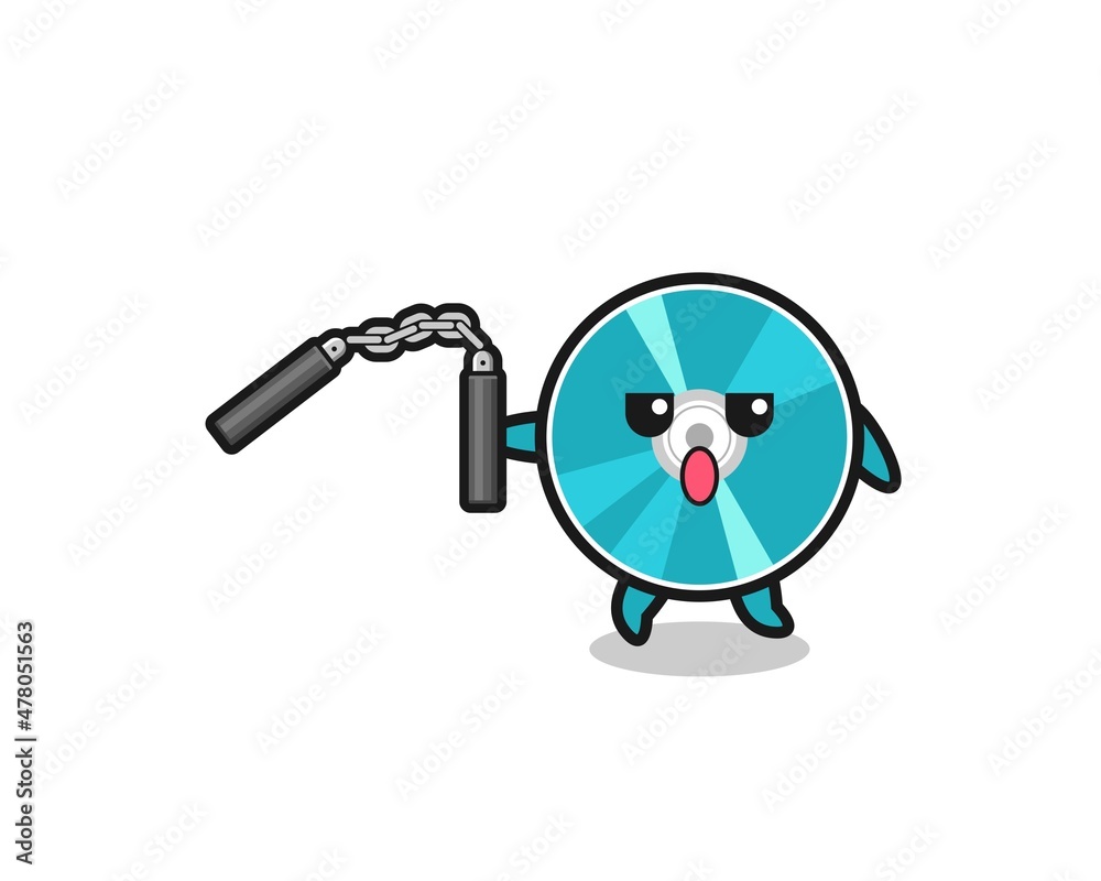 cartoon of optical disc using nunchaku cartoon of optical disc using nunchaku